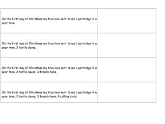 12 days of Christmas numeracy