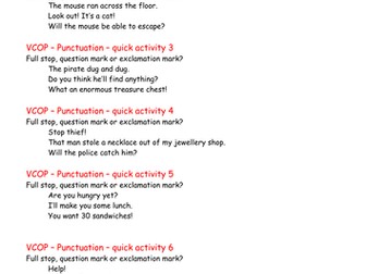 VCOP quick fire activities