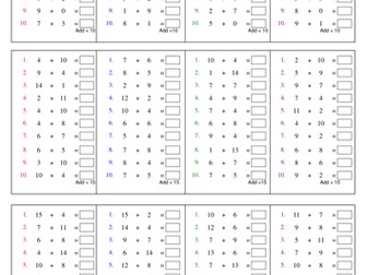Addition and subtraction workcards