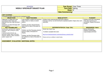 Weekly plans Investigating Patterns