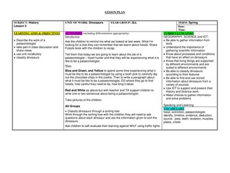 Dinosaur sequence of lessons - history