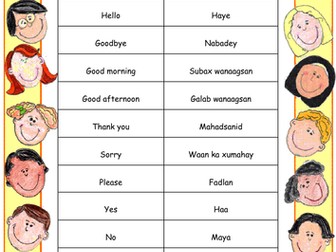 Useful words and phrases in Somali ~ Ideal for children with a Somali heritage