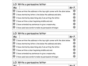 Success criteria for teacher and self assessment