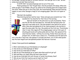 A Mystery Present Christmas Comprehension