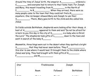 Christmas story cloze procedure - differentiated