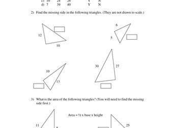 Pythagoras Theorem Worksheet - KS3/KS4