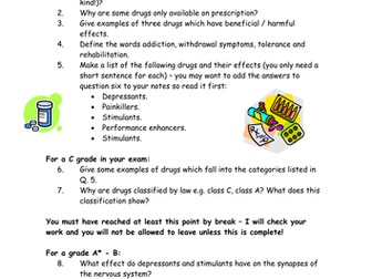 Differentiated Drugs Worksheet