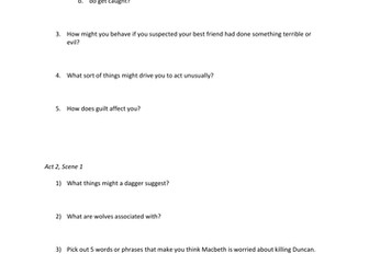 Macbeth: Act 2 Scenes 1 and 2 Questions