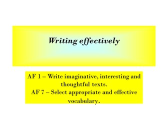 Writing: effective vocabulary, imaginative texts