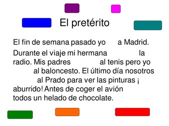 Spanish Holiday & Preterite starter/plenary