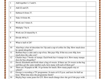 Year 8 Non Calculator Homeworks. Number.