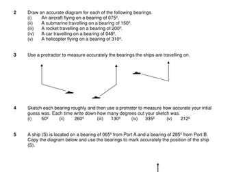 Bearings. Worksheets. Lesson. KS4.