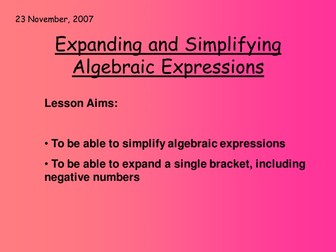 Expanding Brackets. Lesson plan. Powerpoint. KS3.