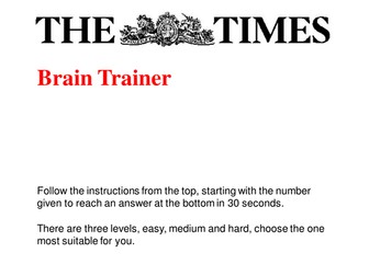 Starter KS3 KS4: Four Operations Brain Trainer