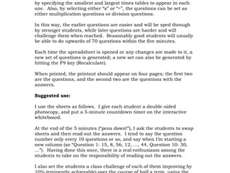 Times Tables Challenge. Worksheets.