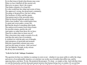 Shakespeare, Romeo and Juliet and Hamlet