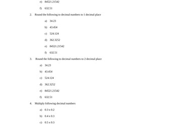 Test on Decimals