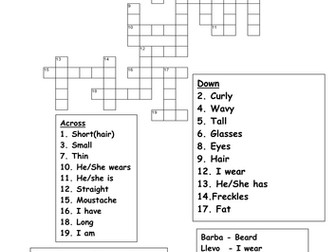 Spanish Descriptions crossword