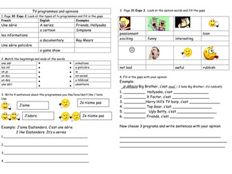 TV programmes and opinions worksheet