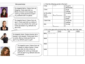 Mes passetemps / hobbies