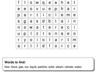States of Matter Crossword/Wordsearch