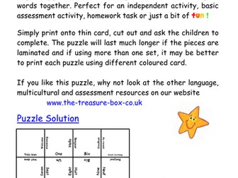 French English MFL jigsaw puzzle