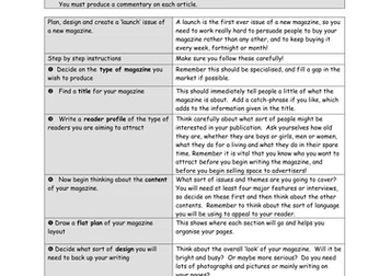 Planning a Magazine Project: English and Media