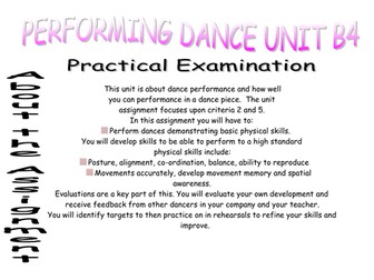 btec dance performing unit of work