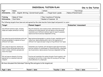 One to One Tuition Plan - Writing