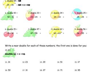 Near doubles worksheet