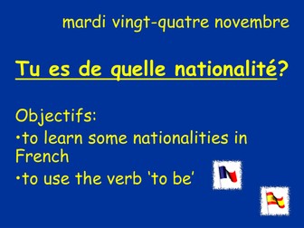 Etre in the present tense, with nationalities
