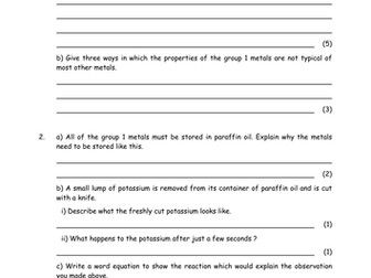 Group 1 Elements Worksheet