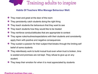 The Habits of Teachers Who Manage Behaviour Well