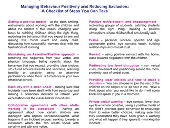 Managing Behaviour Positively & Reducing Exclusion