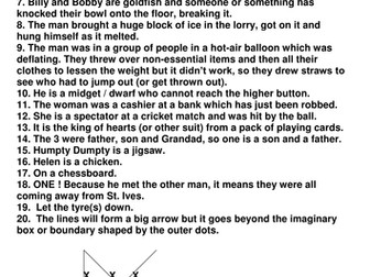 Logic problems, lateral thinking puzzles