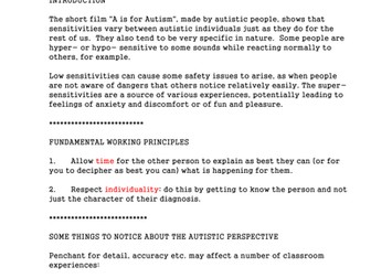 SENSORY ISSUES AND AUTISM IN THE CLASSROOM