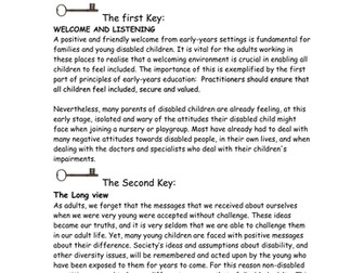 Keys to Inclusion for Early Years