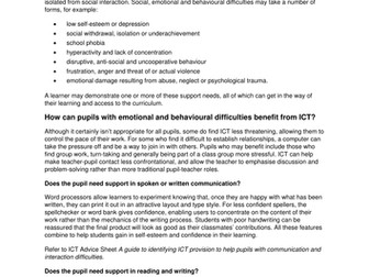 ICT to support pupils with behaviour difficulties