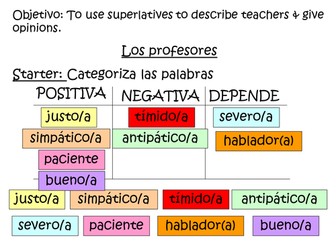 Spanish Descriptions - Las personalidades