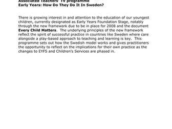 Teachers TV: How Do They Do It In Sweden?