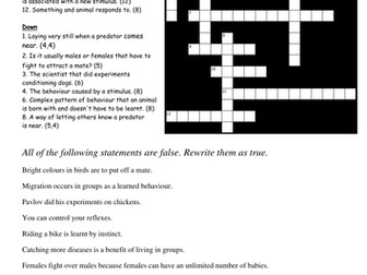 Animal Behaviour Resources: Worksheets, Activities