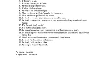 Mon collège vrai/faux