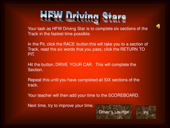 High Frequency Words driving game