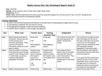 Non-Chronological Reports planning