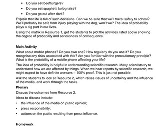 Mobile phones Lesson 1: Is it worth the risk?