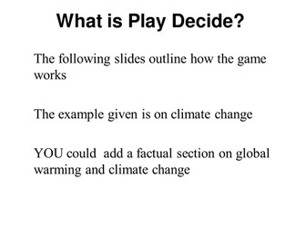 climate change play decide; discussion activity