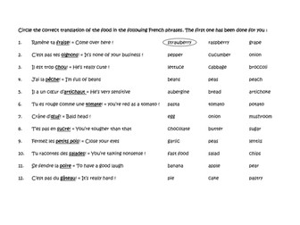 Food phrases Starter / Plenary / Worksheet