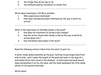 Of Mice and Men by John Steinbeck: worksheet