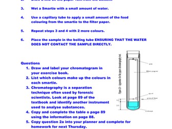 chromatography worksheet