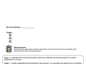 KS3 End of Unit Assessment Sheet